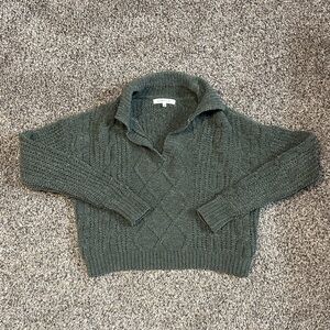 Ultra Flirt Dark Green Cable Knit Turtleneck Sweater